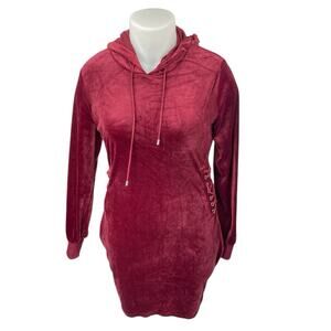 Rue21 Velvet Velour Long Sleeve Hooded Hoodie Sweatshirt Mini Dress Size XL
